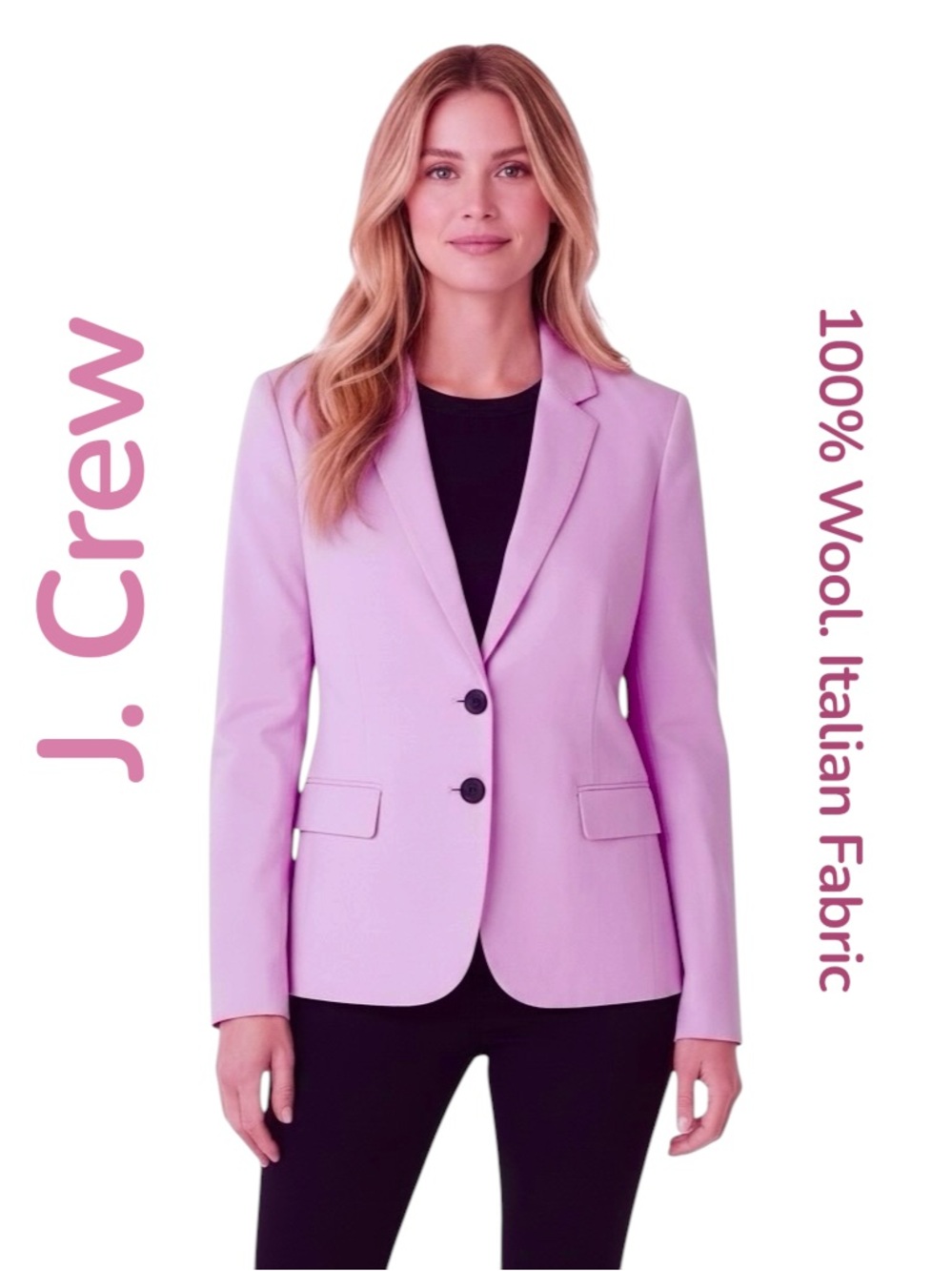 J. Crew Ludlow Women's 100% Wool Blazer Pink/Lilac Two/Buttons Lining Sz 8